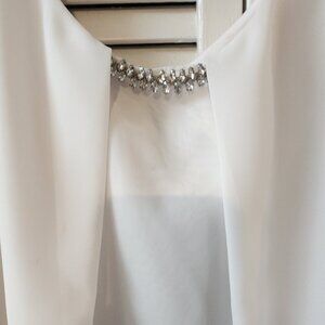 NY Collection 3x Tunic White Tank Chiffon with Rhinestones